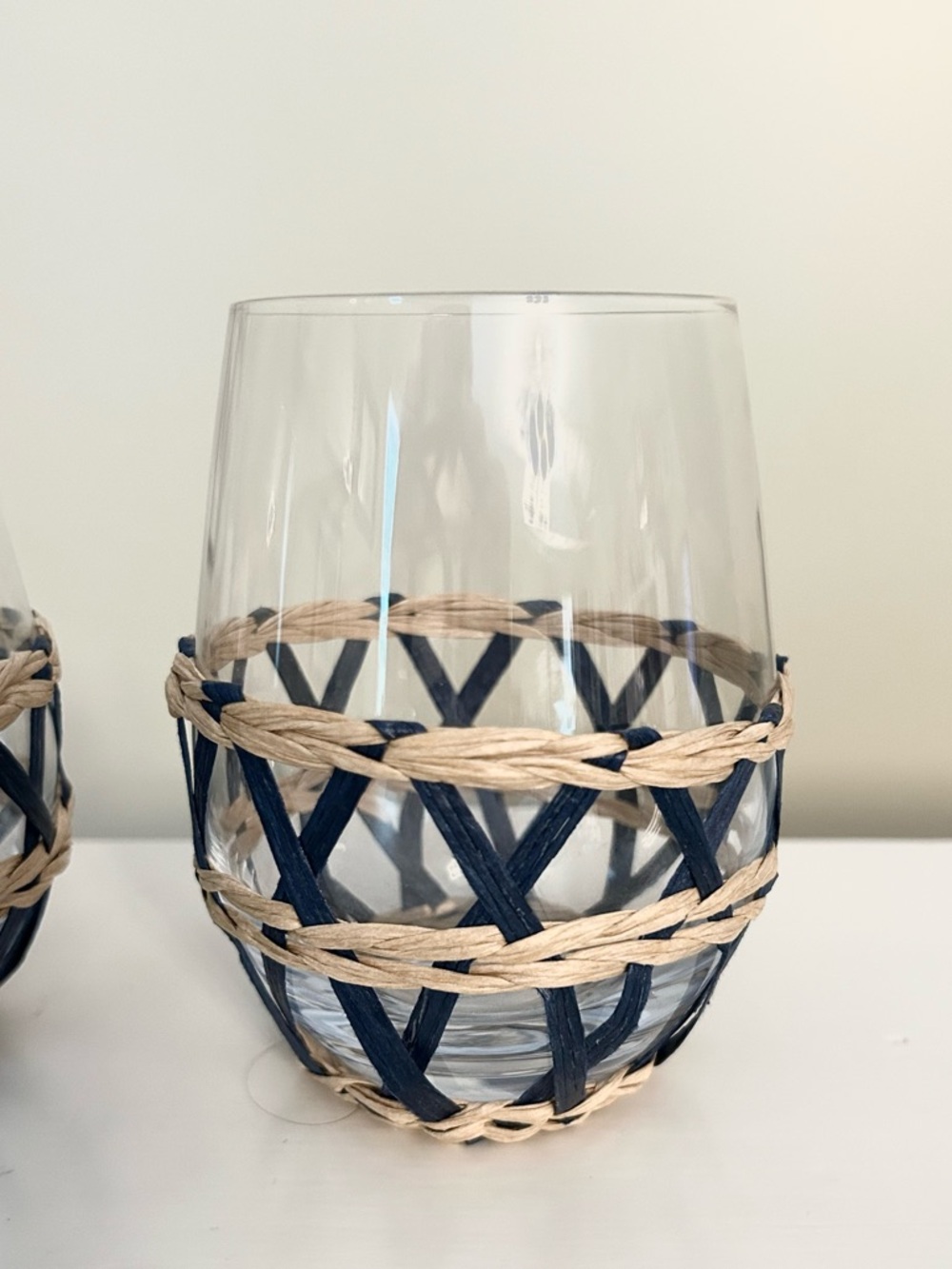 Mark & Graham hand woven stemless wine glasses - Picture 2 of 3